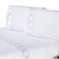 Imagem de Jogo De Cama Queen 4 Peças 100% Algodão Percal 200 Fios Damasco Branco