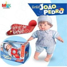 Imagem de Boneco Bebe Joao Pedro Som De Bebe Carteirinha De Vacinação - Milk Bri
