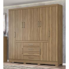 Imagem de Guarda Roupa Roupeiro Casal 84020 08 Portas 04 Gavetas c/ Espelho New Realce Amendola Touch Demóbile