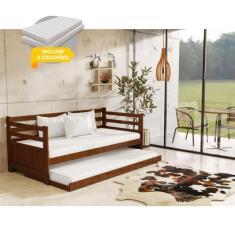 Imagem de Sofá Cama Solteiro Em Madeira Maciça Vintage + 2 Colchões Enjoy - Cast