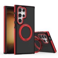 Imagem de Capa de celular com suporte magnético giratório e armadura para Samsung S24 Ultra S23 Plus, suporte dobrável de metal, capa protetora à prova de choque, vermelha, para Galaxy S23Ultra