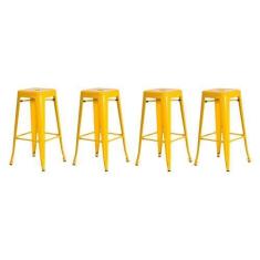 Imagem de Kit 4 Banquetas Tolix Iron Industrial Amarela 76 Cm Bistrô - Waw Desig