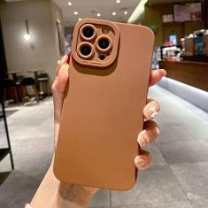 Imagem de Capa de telefone de silicone fosco para iPhone 14 13 12 11 Pro Max Mini XR XS Max X 8 7 14 Plus SE 2020 Lente de câmera Portector Capa macia, marrom, para iPhone 11