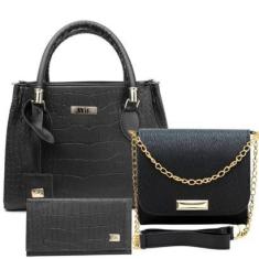 Imagem de Bolsa Feminina Kit 3 peças Bolsa Transversal Estruturada + Carteira + Bolsa Pequena Transversal-Feminino