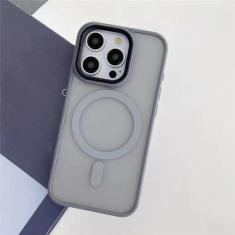 Imagem de Capa de telefone fosca translúcida fosca para iphone 15 14 13 12 11 pro max plus capa magnética de carregamento sem fio, cinza, para iphone 11pro