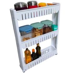 Imagem de Armário Carrinho Organizador Multiuso 3 Prateleiras Branco Cozinha Ban