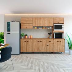 Imagem de Cozinha Completa 253 Cm Modulada com Puxador Concha cor Mel Torino Movelbento