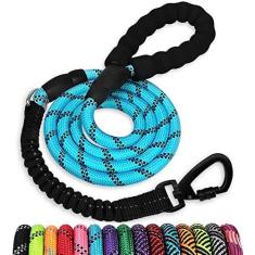 Imagem de Coleira para cães – Coleira resistente com gancho giratório travável e fios reflexivos, coleira elástica para cães, alça acolchoada confortável para caminhar para cães pequenos, médios e grandes