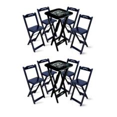 Imagem de Kit 2 Conjuntos de Mesa Bistrô Dobrável Jack Daniel's com 4 Banquetas 