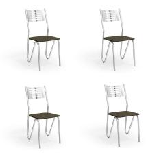 Imagem de Conjunto Com 4 Cadeiras De Cozinha Napoles Cromado E Marrom