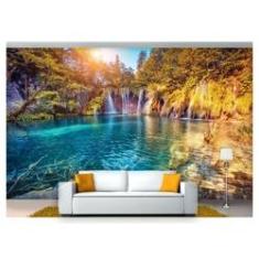 Imagem de Papel De Parede Cachoeira Natureza Sol Céu 3D Nch150