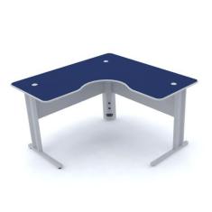 Imagem de Mesa Em L P/ Escritório 130X130 Pandin Maxxi - Azul/Cinza