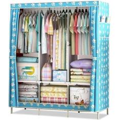 Imagem de Guarda-roupa portátil Guarda-roupa simples Guarda-roupa de tecido dobrável Armário de armazenamento Montagem DIY Estrutura reforçada Organizador de quarto para dormitório de casa Armário de roupas