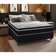 Imagem de Cama Box Casal Biflex Lyon com Pillow Inn e Molas Ensacadas 70 x 138 x 188cm - Branco/Preto