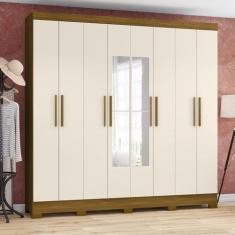 Imagem de Roupeiro 8 Portas 04 Gavetas Com Espelho B51 Nature / Off White - Briz