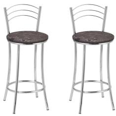 Imagem de Kit 2 Banquetas Cromadas BC26-B B206 Cromado/Marrom