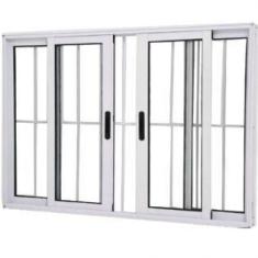 Imagem de Janela Vitro 4 Folhas Alumínio Branco 1.00  X 1.00 Linha 25 com Grade 