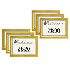 Imagem de Kit 6 Molduras Porta Diploma Certificado A4 21x30 