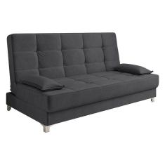 Imagem de Sofá Cama 193 Cm Veludo Pés Plástico Cromado Grafite