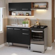 Imagem de Armário de Cozinha Compacta 165cm com Pia Rustic/preto Emilly Madesa 09