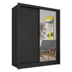 Imagem de Guarda Roupa Solteiro Com Espelho Nanda 2 Pts Preto - m. Arapongas