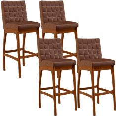 Imagem de Kit 04 Banquetas Altas Para Cozinha B04 Marrom