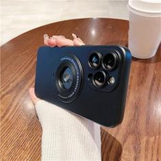 Imagem de Para iPhone 15 Pro Max suporte magnético capa de telefone com moldura fosca para iPhone 11 12 13 14 15 Plus capa protetora de lente, capa magnética preta, para iPhone 15 Plus