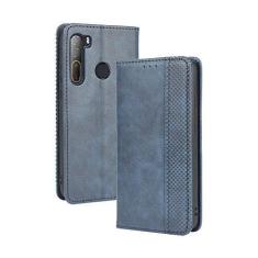 Imagem de Capa para HTC Desire 20 Pro, capa flip carteira com suporte de couro para HTC Desire 20 Pro, capa magnética retrô para celular, capa carteira com compartimentos para cartão
