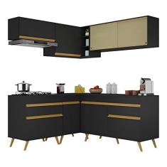 Imagem de Armário de Cozinha Completa de Canto Veneza Multimóveis V2062 Preto/dourado