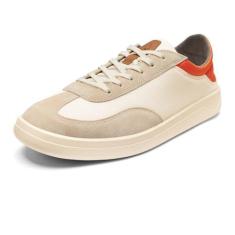 Imagem de OLUKAI Punini Tênis masculino para uso diário, design clássico com cadarço e palmilha acolchoada, sola de borracha confortável e com aderência molhada, durável e de suporte, Branco/Laranja derretida,