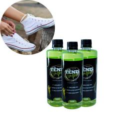 Imagem de Kit 3 Líquido Limpeza Limpa Calçado Couro Tecido Tênis Limpo