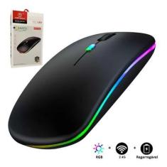Imagem de Mouse Óptico Sem Fio Luminoso Led Leve Silencioso Recarrega - Kapbom
