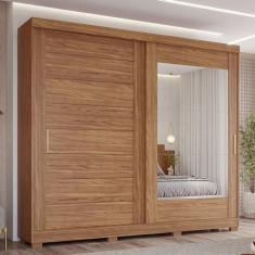 Imagem de Guarda-roupa Casal 2 Portas de Correr 8 Gavetas com Pés 100% Mdf Siena Espresso Móveis Cinamomo