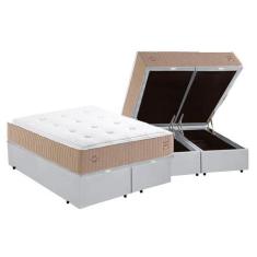 Imagem de Cama Box Baú King + Colchão Herval C1631 Molas Maxspring 193X203x75