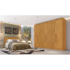 Imagem de Guarda Roupa Casal Ripado 6 Portas 4 Gavetas - Oxford-Peroba - Made Marcs