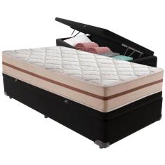 Imagem de Cama Box Baú Preto E Colchão Classic 26 Cm Molas Ensacadas Solteiro Anjos