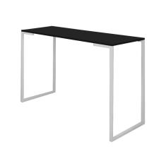 Imagem de Mesa Escrivaninha 90cm Stan Home Office Industrial Consultório Ferro Branco MDF Preto - Ahz Móveis