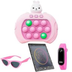Imagem de Lousa magica lcd led + oculos + pop it eletronico + relogio qualidade 