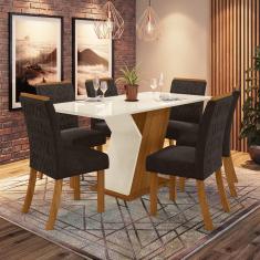 Conjunto Mesa de Jantar Paris Com Vidro Freijó Cinza e 8 Cadeiras Júlia  Kraft : Sala de Jantar - Sala de Jantar Completa : Julia Arns