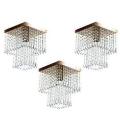 Imagem de Kit 3 Lustre De Cristal Acrílico Marrycrilic Cobre.