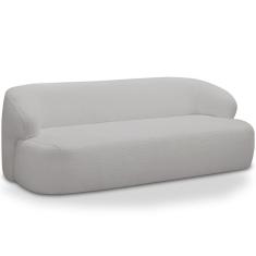 Imagem de Sofá 3 Lugares Curvo Orgânico Para Sala Living 180cm Barolo L06 Bouclê Cinza - Lyam Decor