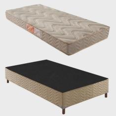 Imagem de Box Solteiro Júlia 42x88x188cm colchão Solteiro Unique D33 Duoface 20x88x188cm Rustico Bege