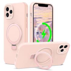 Imagem de ZHK Capa de silicone líquido projetada para iPhone 11 Pro Max com suporte magnético, [proteção precisa da lente da câmera][à prova de choque de grau mil] [forro de microfibra macio antiarranhões] Capa
