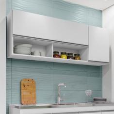 Imagem de Armário Aéreo 1,50m com 2 Portas Cozinha Área de Serviço Maya Branco -