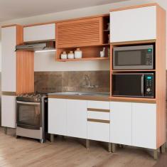 Imagem de Cozinha Completa Macadâmia 9 Portas 3 Gavetas Freijó/Branco 914426 - T