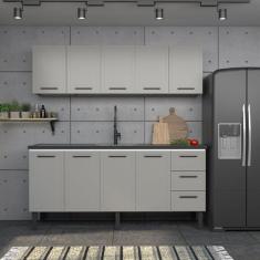 Imagem de Balcão Para Pia 200cm Em Aço 4 Portas 4 Gavetas Juno Cozimax