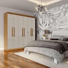 Imagem de Guarda-Roupa Casal Diego 6 pt Imbuia e Off White