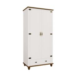 Imagem de Guarda-roupa Retrô 2p 1g Off White-nogueira Roupeiro Solteiro Ou Infantil