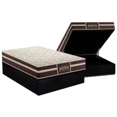 Imagem de Cama Box Baú Casal: Colchão Anatômico Probel Guarda Costas Extra Firme + Base crc Suede Black (138x188)