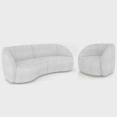Imagem de Sofá 3 Lugares Orgânico 240cm e Poltrona Zion M22 Boucle Branco - Mpozenato